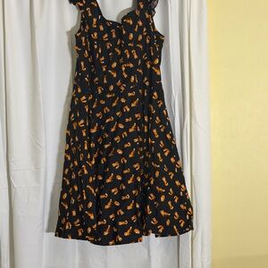 Black and Orange Fox Print Dress